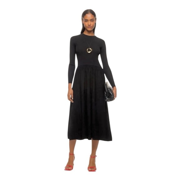 Thakoon Collective Drop Waist Midi Dress in Black Knit Size Small - Picture 1 of 8